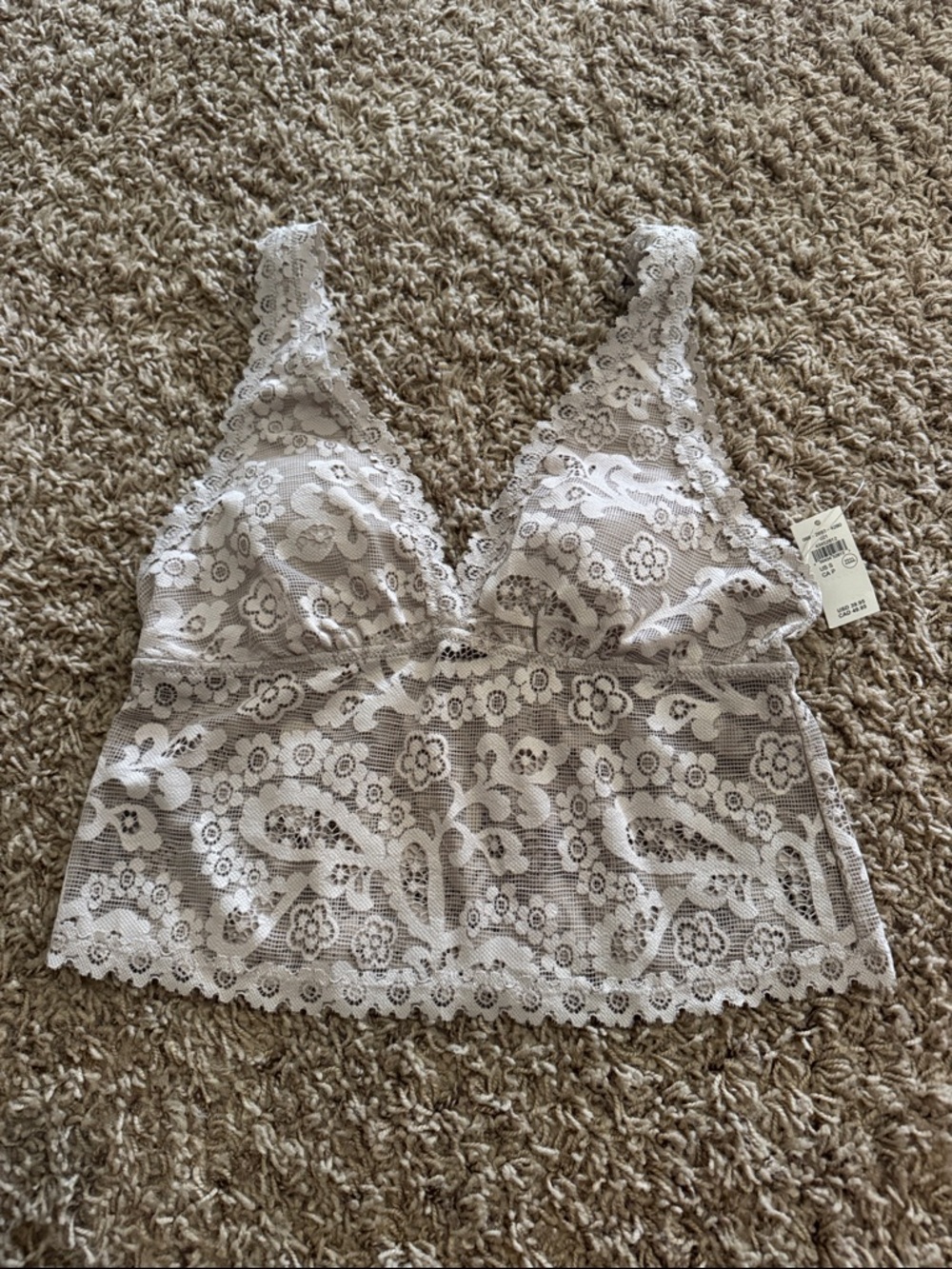 aerie Lace Bralette Cami in Light Beige